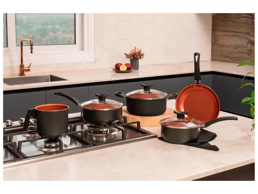 Conjunto de panelas Brinox de alumínio cinza topázio com 5 peças