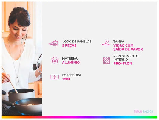 Conjunto de panelas Brinox de alumínio cinza topázio com 5 peças