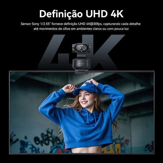 Webcam EMEET PIXY 4K – Sensor Sony, Auto-Tracking por IA e Controle por Gestos | 3 Microfones com Redução de Ruído | Ideal para Streaming e Reuniões Profissionais