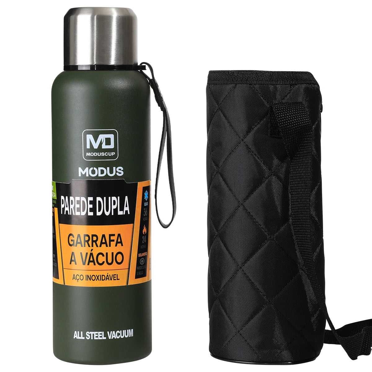 Garrafa térmica de grande capacidade, caneca térmica portátil de aço inoxidável, garrafa a vácuo para uso externo.