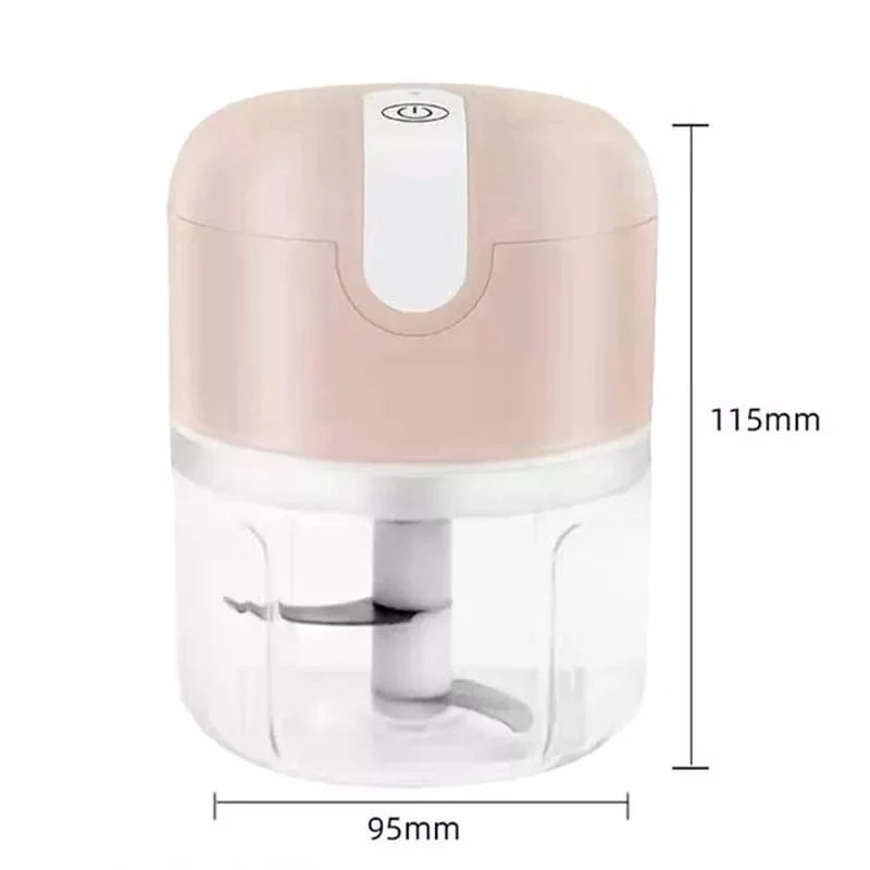 Mini processador de alimentos elétrico portátil com 3 lâminas, USB, 250 ml, bivolt.
