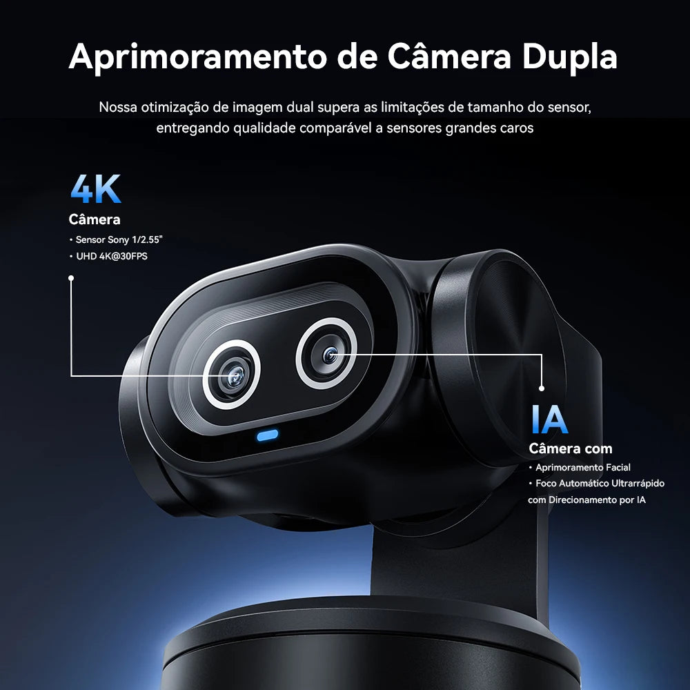 Webcam EMEET PIXY 4K – Sensor Sony, Auto-Tracking por IA e Controle por Gestos | 3 Microfones com Redução de Ruído | Ideal para Streaming e Reuniões Profissionais