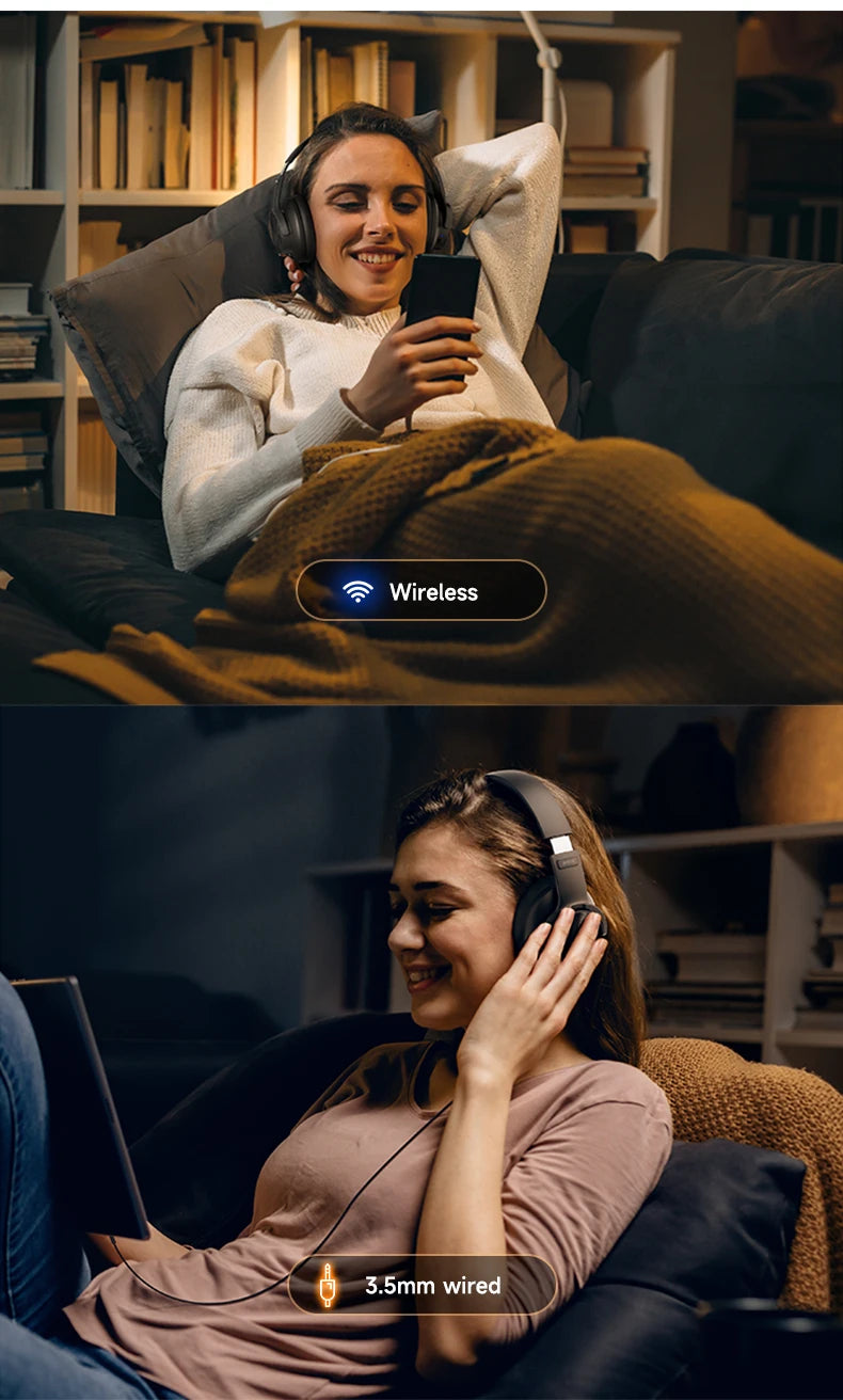 Fone De Ouvido Bluetooth 5.4 Sem Fio Picun B8, Com Dobráveis e Controlos Táteis，Bateria 120 Horas, 3 Modos De Música e Modo de Baixa Latência, Para Academia, Esportes, Corrida, Gamer