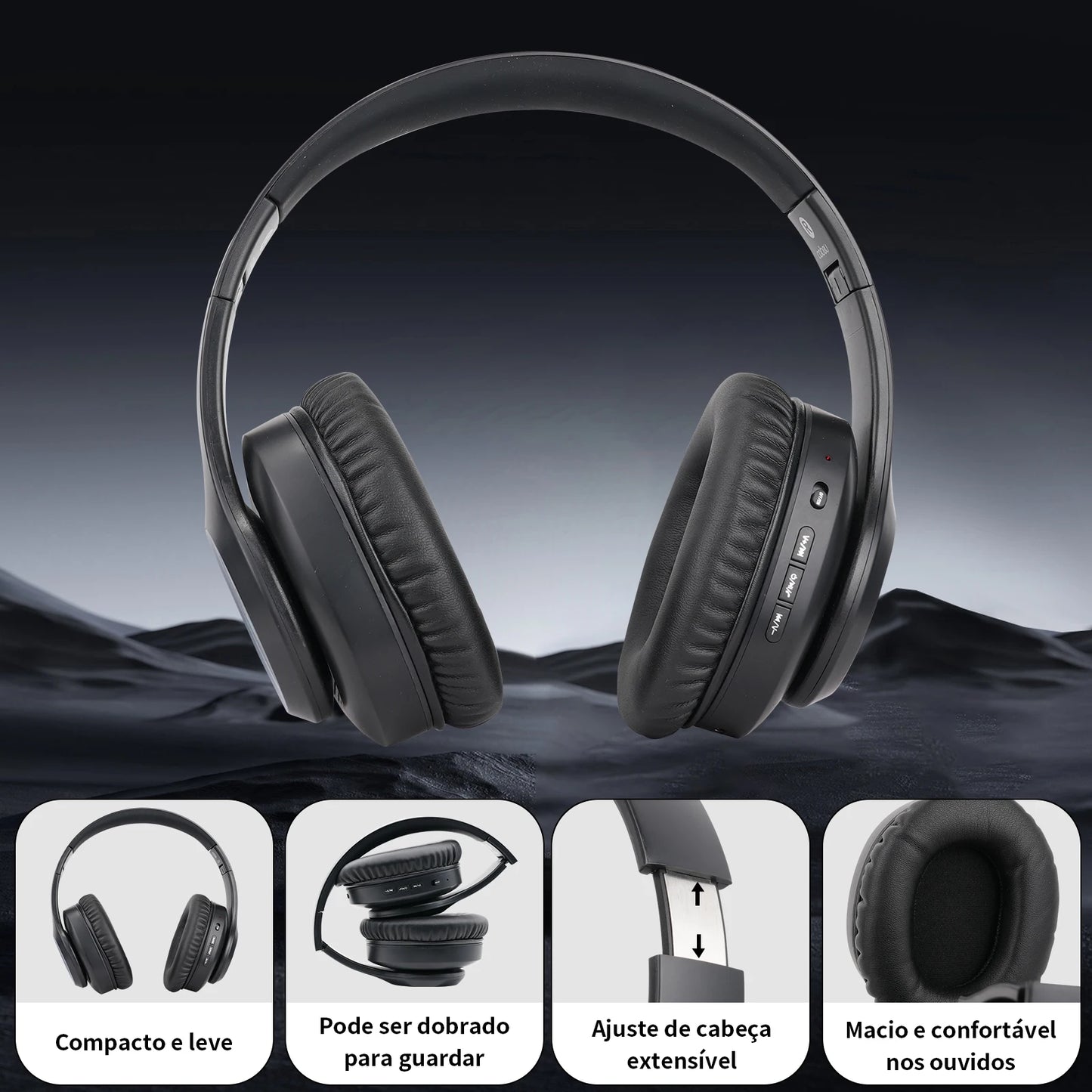 Fone de Ouvido Bluetooth RGB Premium – Headset Wireless de Alta Fidelidade com Cancelamento de Ruído e Conforto Ergonômico