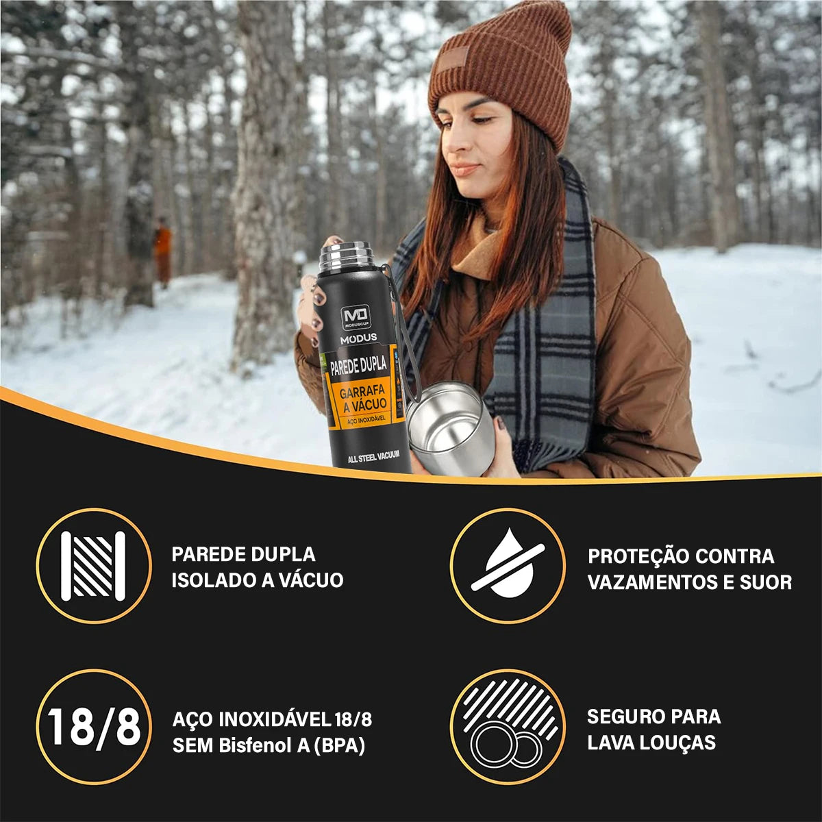 Garrafa térmica de grande capacidade, caneca térmica portátil de aço inoxidável, garrafa a vácuo para uso externo.