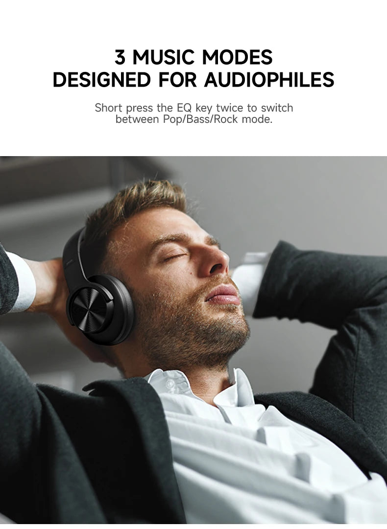 Fone De Ouvido Bluetooth 5.4 Sem Fio Picun B8, Com Dobráveis e Controlos Táteis，Bateria 120 Horas, 3 Modos De Música e Modo de Baixa Latência, Para Academia, Esportes, Corrida, Gamer