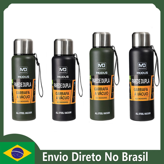 Garrafa térmica de grande capacidade, caneca térmica portátil de aço inoxidável, garrafa a vácuo para uso externo.