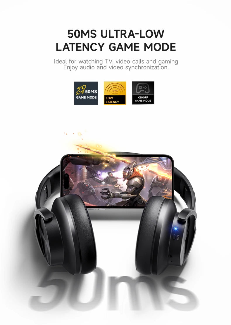 Fone De Ouvido Bluetooth 5.4 Sem Fio Picun B8, Com Dobráveis e Controlos Táteis，Bateria 120 Horas, 3 Modos De Música e Modo de Baixa Latência, Para Academia, Esportes, Corrida, Gamer