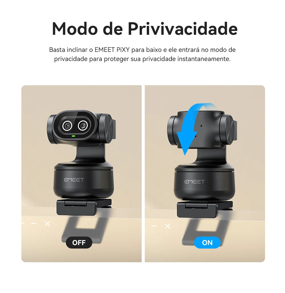 Webcam EMEET PIXY 4K – Sensor Sony, Auto-Tracking por IA e Controle por Gestos | 3 Microfones com Redução de Ruído | Ideal para Streaming e Reuniões Profissionais