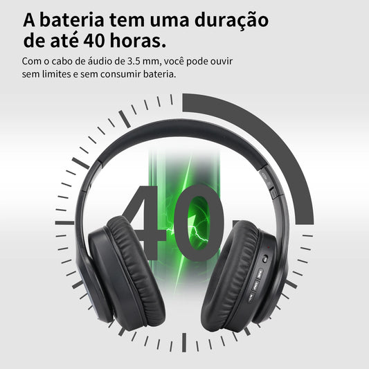 Fone de Ouvido Bluetooth RGB Premium – Headset Wireless de Alta Fidelidade com Cancelamento de Ruído e Conforto Ergonômico