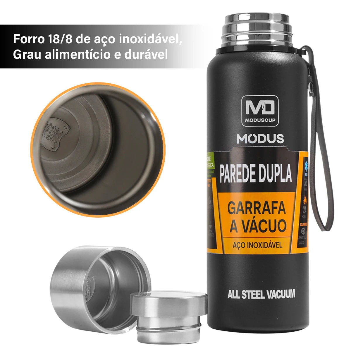 Garrafa térmica de grande capacidade, caneca térmica portátil de aço inoxidável, garrafa a vácuo para uso externo.