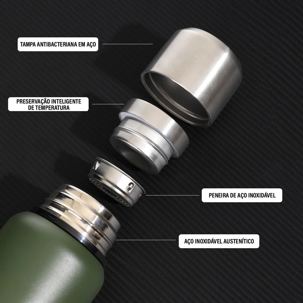 Garrafa térmica de grande capacidade, caneca térmica portátil de aço inoxidável, garrafa a vácuo para uso externo.