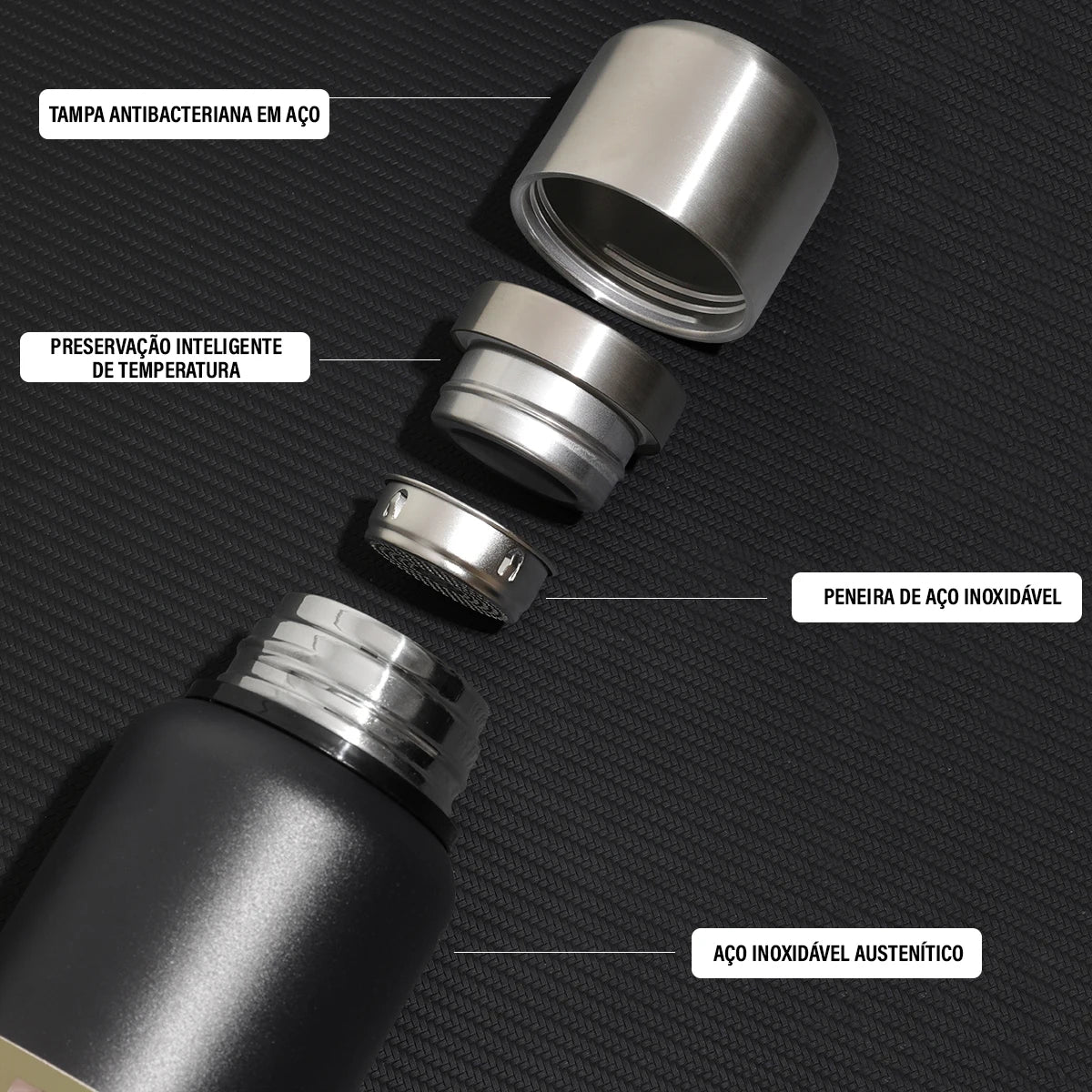 Garrafa térmica de grande capacidade, caneca térmica portátil de aço inoxidável, garrafa a vácuo para uso externo.